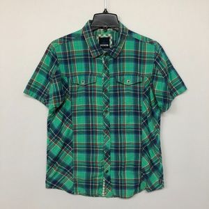 Prana Men Slim Fit Short Sleeve Button Down Top Shirt Size Large Plaid M069 -3